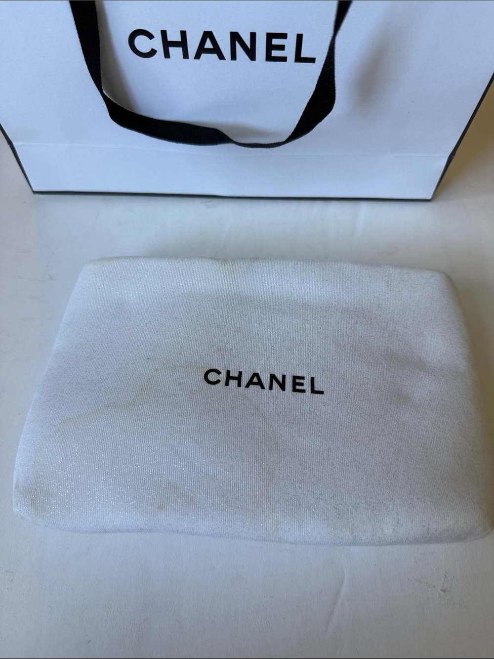 CHANEL White Cosmetic Pouch